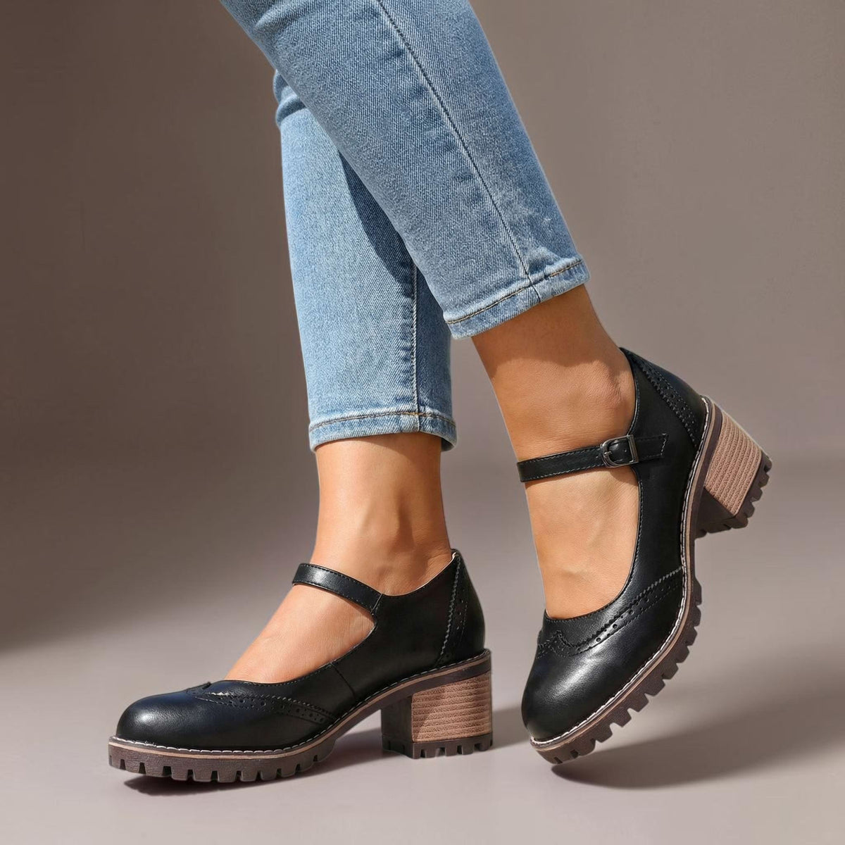 Escarpins Richelieu Talon Bloc pour Femme Isabelle
