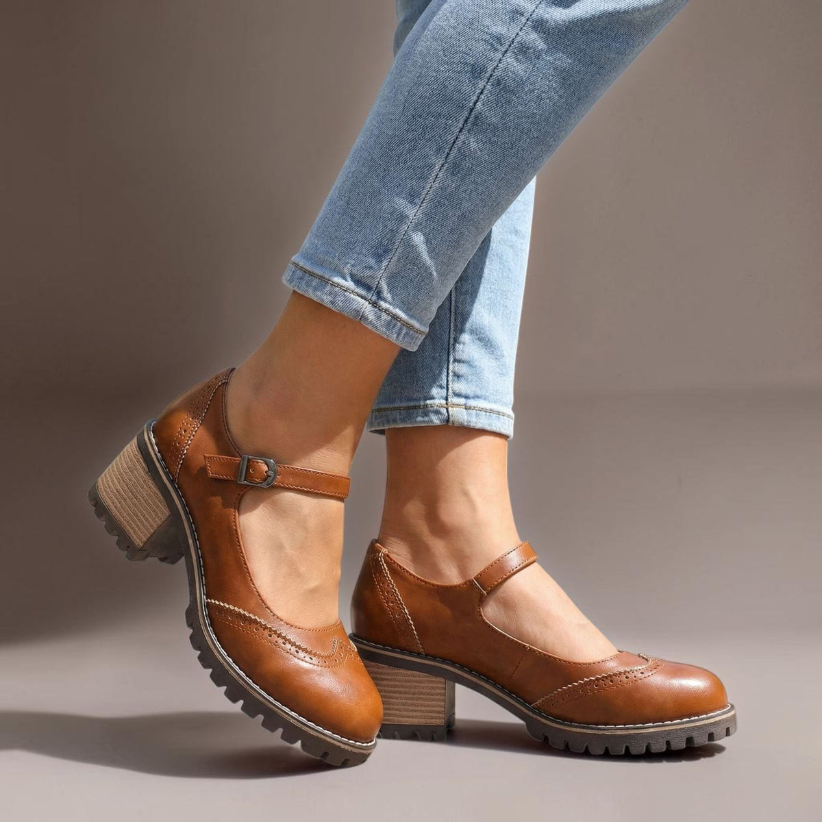 Escarpins Richelieu Talon Bloc pour Femme Isabelle
