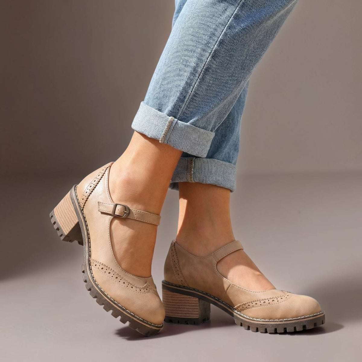Escarpins Richelieu Talon Bloc pour Femme Isabelle